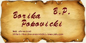 Borika Popovicki vizit kartica
